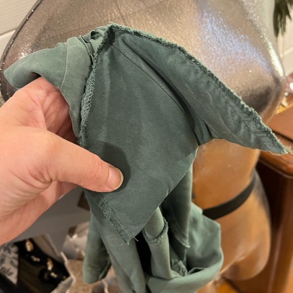 💚 JACOB – Green -Vintage 100% Silk Blouse with Shoulder Pads – Size M - Picture 5 of 11